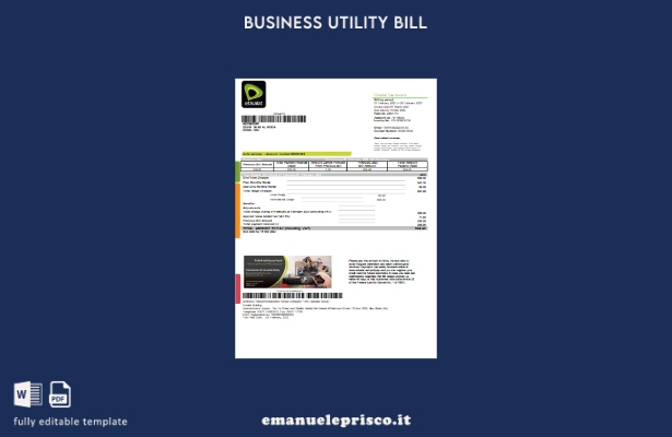 modello di fattura aziendale di utilità Etisalat in stile verificato